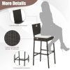 Set of 2/4 Patio Wicker Barstools with Seat Cushion and Footrest