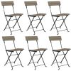 Folding Bistro Chairs 6 pcs Gray Poly Rattan and Steel