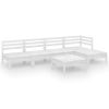 6 Piece Patio Lounge Set Solid Pinewood White