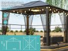 10x12 Hardtop Metal Gazebo,Heavy Duty Pergola with Mosquito Nets,Galvanized Steel&Polycarbonate Roof,Sturdy Outdoor Canopies Tent,Suitable for Gardens