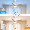 Energy Saving 42 Inch Ceiling Fan 5 Blades Noiseless Reversible Dc Motor Remote Control With Led Light