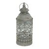 DecMode 2 Holder Black Metal Decorative Candle Lantern with Intricate Scroll Work, Set of 2