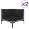 Patio Sofas 2pcs with Cushions Half Round Poly Rattan