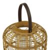 The Novogratz Brown Bamboo Handmade Decorative Candle Lantern with Handle