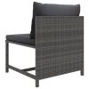 Sectional Middle Sofa with Cushions Gray Poly Rattan