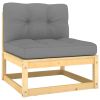 Garden Middle Sofas with Gray Cushions 2 pcs Solid Pinewood