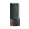 44" Tall Large Modern Cylinder Ribbed Tower Water Fountain With Rustic Base