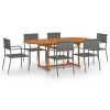 7 Piece Patio Dining Set Poly Rattan Anthracite