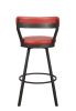 Red Faux Leather Upholstered Metal Base Chairs Set of 2pc 360-degree Swivel Bar Height Design Pub Chairs Casual Style