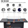 VEVOR Gas Fire Pit Table, 43 In 50000 BTU, Propane Outdoor Wicker Patio fire Pits with Carbon Steel Tabletop, Lava Rock, Glass Wind Guard, Cover