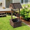 Outsunny Outdoor Wooden Wishing Well Fountain with Adjustable Water Flow Rate, Outdoor Rustic Waterfall Fountain with Electric Pump, Water Bucket