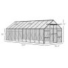 20' x 8' Aluminum Greenhouse Polycarbonate Walk-in Garden Greenhouse Kit with Adjustable Roof Vent, Rain Gutter and Sliding Door for Winter, Clear