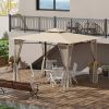 Outsunny 10' x 12' Patio Gazebo with Netting, Double Roof Outdoor Gazebo Canopy Shelter, Solid Metal Frame for Garden, Lawn, Backyard, Deck, Beige