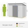 Outsunny 7' x 4' Metal Lean to Garden Shed, Outdoor Storage Shed, Garden Tool House with Double Sliding Doors, 2 Air Vents for Backyard, Patio, Lawn