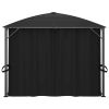 Gazebo with Curtains 157.5"x118.1"x104.3" Anthracite