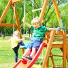 Wooden Swing Set with Slide;  Outdoor Playset Backyard Activity Playground Climb Swing Outdoor Play Structure for Toddlers;  Ready to Assemble Wooden