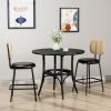 Rattan Bar Stool, Indoor Leather Bar Stools Set of 2, Counter Height Bar Stools with Metal Leg & Rattan Backrest