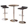 Baxton Black Adjustable Height Wood and Chrome Metal Bar Table and 2 Black Chrome Air Lift Adjustable Swivel Stools Set