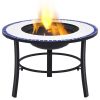 Mosaic Fire Pit Blue and White 26.8" Ceramic