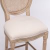 French Country Wooden Barstools Rattan Back With Upholstered Seating , Beige and Natural ,Set of 2