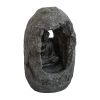 8.3x5.9x13.6" Decorative Gray Tabletop Water Fountain with Sitting Buddha and LED Light, for Indoor Outdoor