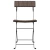 Folding Bistro Chairs 8 pcs Brown Poly Rattan and Steel