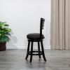 30" Bar Height Slat Back Swivel Stool, Espresso Finish, Charcoal Fabric Seat