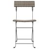 Folding Bistro Chairs 4 pcs Gray Poly Rattan and Steel