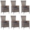 7 Piece Patio Dining Set Poly Rattan Gray