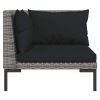 7 Piece Patio Lounge Set with Cushions Poly Rattan Dark Gray