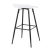 Ale 30" Contemporary Fixed-Height Bar Stool in Black Steel and White Faux Leather by LumiSource - Set of 2