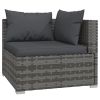 13 Piece Garden Lounge Set with Cushions Gray Poly Rattan