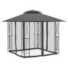 Gazebo with Sidewalls Anthracite 118.1"x118.1"x106.3" Steel