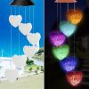 1pc Color Changing LED Solar Power Lamp Heart Wind Chimes Garden Decoration Yard Waterproof LED Light Lighting Hanging Decor (Heart)