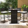 Set of 2/4 Patio Wicker Barstools with Seat Cushion and Footrest