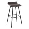 Ale 30" Contemporary Fixed-Height Bar Stool in Black Steel and Espresso Faux Leather by LumiSource - Set of 2