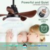 28 lnch Ceiling Fan with Lights Remote Control, Small Ceiling Fan Flush Mount, 5 Reversible Blades