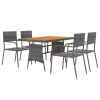 5 Piece Patio Dining Set Poly Rattan Gray