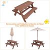 Outdoor 4-Seat Kid's Picnic Table Bench with Umbrella