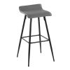 Ale 30" Contemporary Fixed-Height Bar Stool in Black Steel and Grey Faux Leather by LumiSource - Set of 2