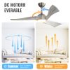 52 Inch Brushed Nickel Ceiling Fan Light With 6 Speed Remote Energy-saving DC Motor