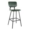 Foundry Contemporary Barstool in Black Metal and Green Faux Leather with Green Zig Zag Stitching by LumiSource - Set of 2