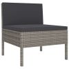 9 Piece Patio Lounge Set with Cushions Poly Rattan Gray