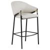 Beige and Glossy Black Sloped Arm Bar Stools (Set of 2)