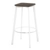 Clara Industrial Square Barstool in Vintage White Metal and Espresso Wood-Pressed Grain Bamboo by LumiSource - Set of 2