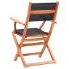 Folding Patio Chairs 2 pcs Black Solid Wood Eucalyptus and Textilene