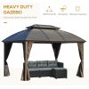 10' x 12' Hardtop Gazebo Canopy with Galvanized Steel Double Roof, Aluminum Frame