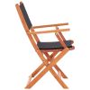 Folding Patio Chairs 2 pcs Black Solid Wood Eucalyptus and Textilene