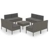 9 Piece Patio Lounge Set with Cushions Poly Rattan Gray