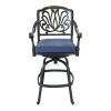 Patio Outdoor Aluminum Swivel Bar Stool with Cushion, Set of 2, Navy Blue